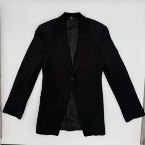 FRAME Women's Black Blazer Jacket Size 4 Single Button Tailored Wool Blend
